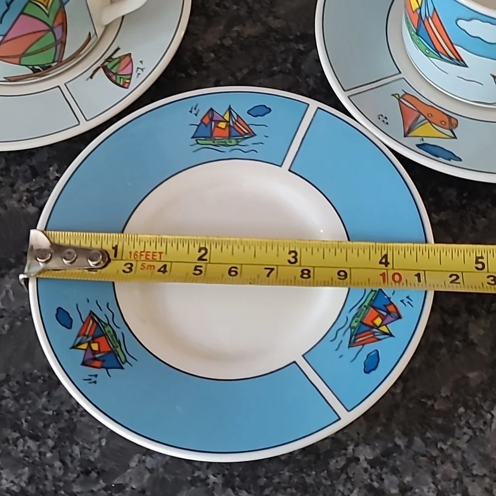 NEW - Nautical Themed Espresso Cups and Saucers - Set of 6 - Picture 10 of 14